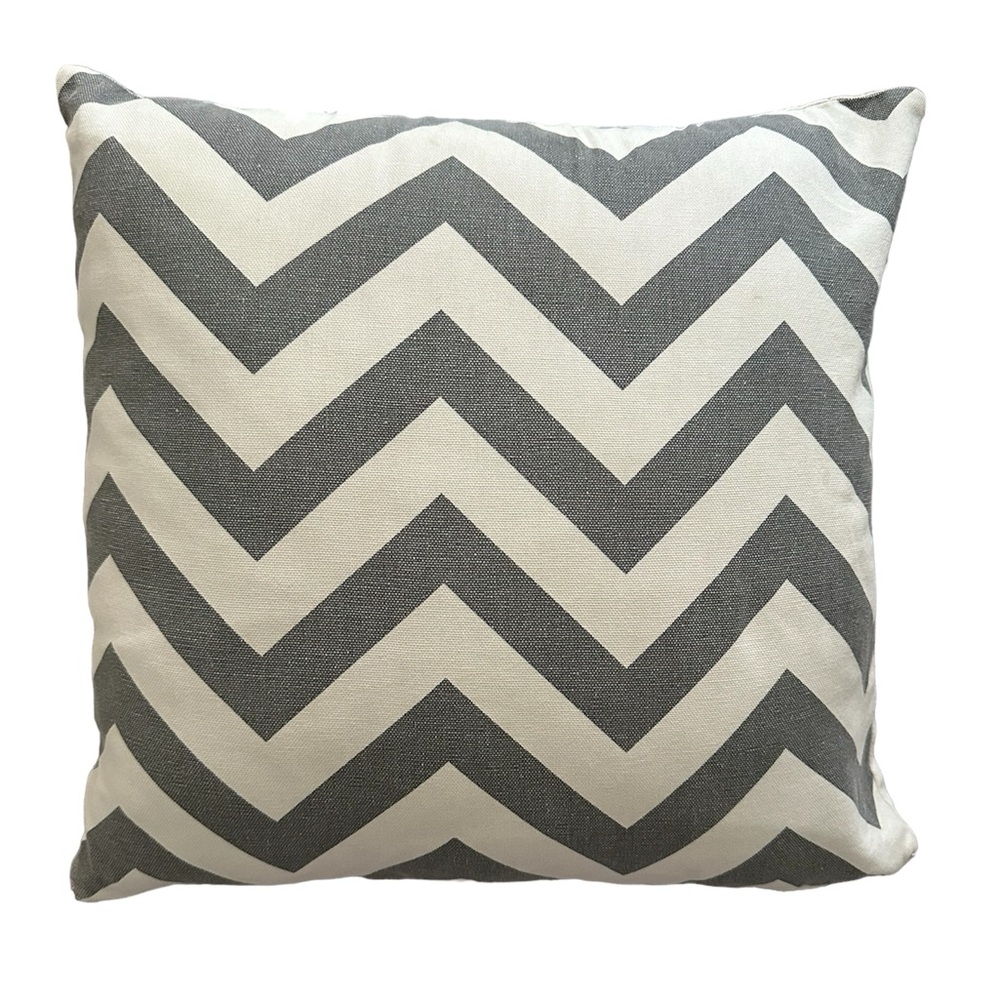 16” x 16” gray & white chevron pillow cover with zipper purchased @ hobby lobby!